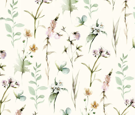 Jersey Stoff Bedruckt Blumen Wollweiss